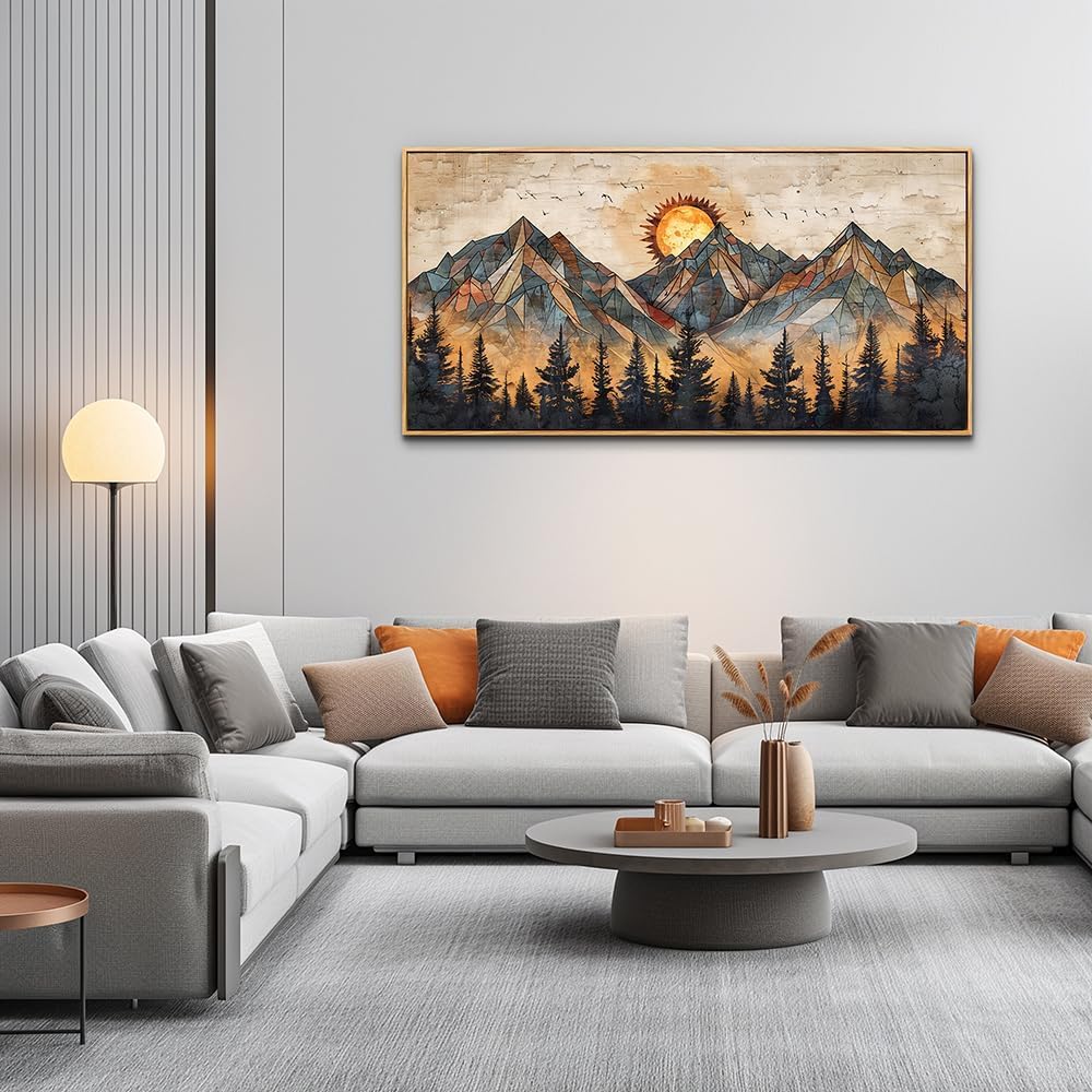lianyibo Abstract Boho Wall Art Canvas Paintings Mountain Landscape Wall Pictures For Living Room Modern Home Decor(60x120/Frameless)