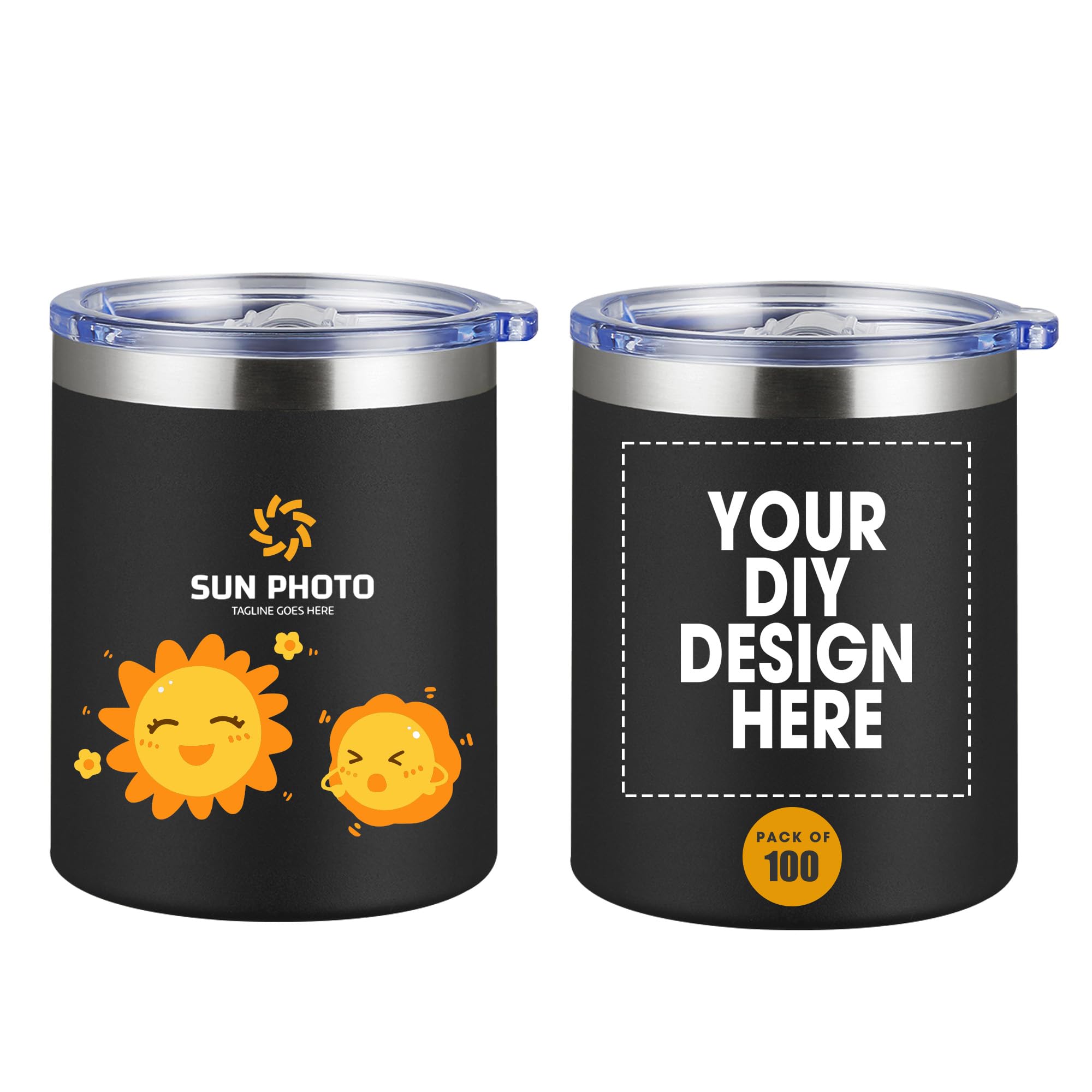 Personalized Custom Tumbler Print in USA 12oz 100Pcs Stainless Steel Travel Coffee Cup with Lid Straw Double Wall