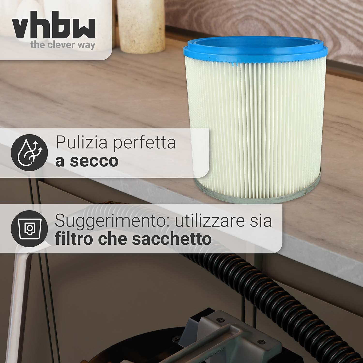 vhbw filtro a pieghe piatte sostituisce Hilti 05-0006-08 per aspiratore umido/secco - cartuccia filtrante
