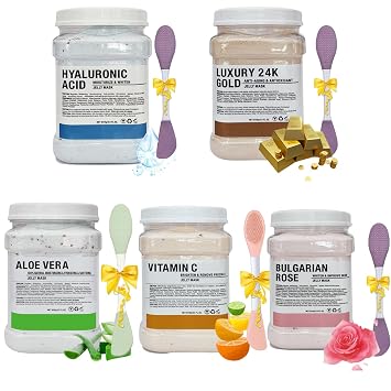 Jelly Mask for Facials Professional,Hydrating Deep Cleaning Face Mask Powder Set,Hyalorunic Acid, Rose,24K Gold,VC Essence,Aloe Vera