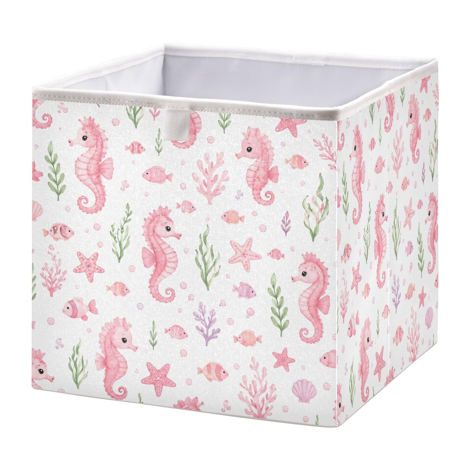 Ewusp Marine Organisms Cube Storage Boxes 28x28 cm Foldable Closet Organiser Bin Holiday Basket Baby Basket for Nursery Bedroom Office