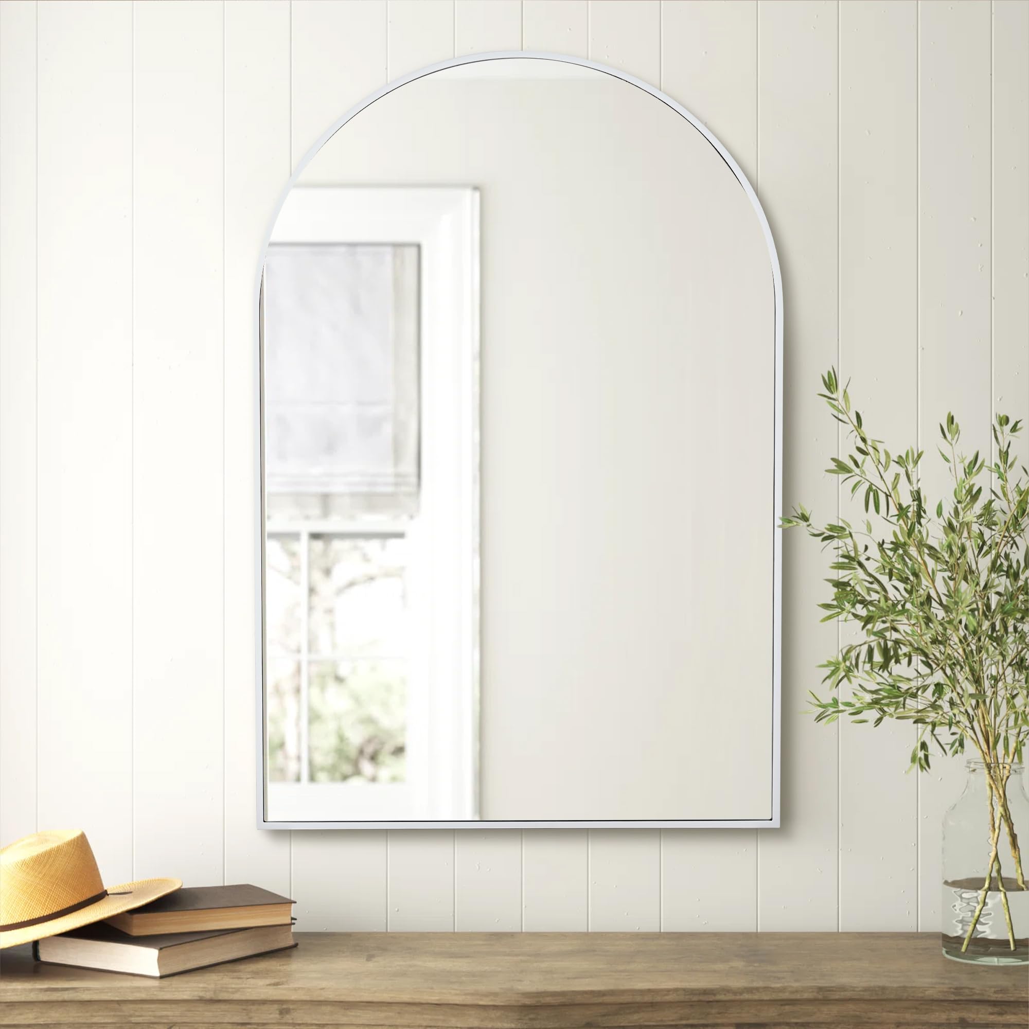 Amazon.co.jp: アーチ型ホワイトバスルームミラー、20 x 30インチ