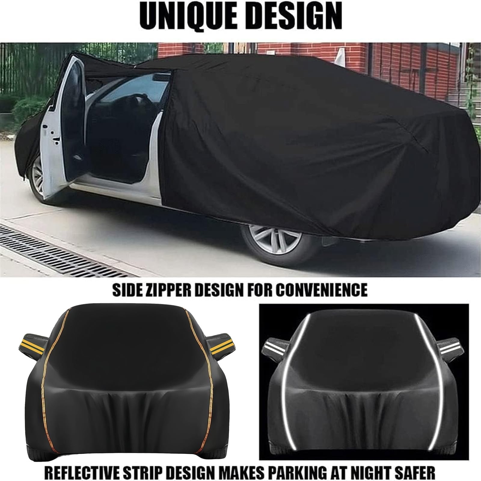 Copertura Auto Impermeabile 190T Per Peugeot 208 - Protezione Solare E Antipioggia Con Cerniera E Fascia Elasticizzata