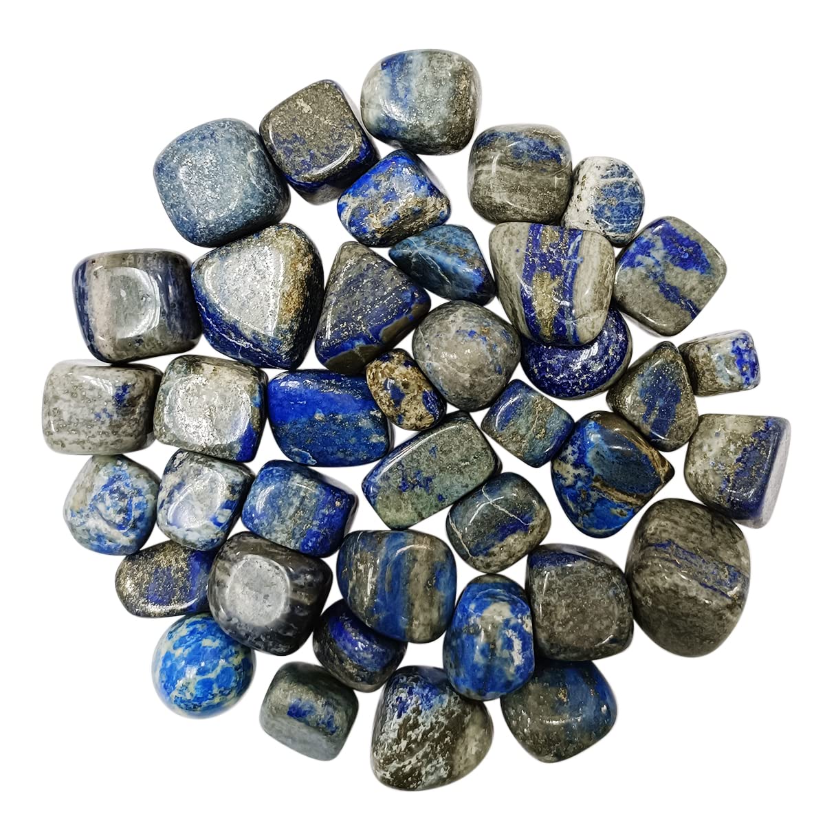 Lapis Lazuli Crystal Tumble 2-4 Pcs for wisdom & mental clarity | Healing Gemstones for Meditation, Reiki & Vastu | Polished Pebble Stones for Spiritual Gifting & Desk Decor (50 Gm)