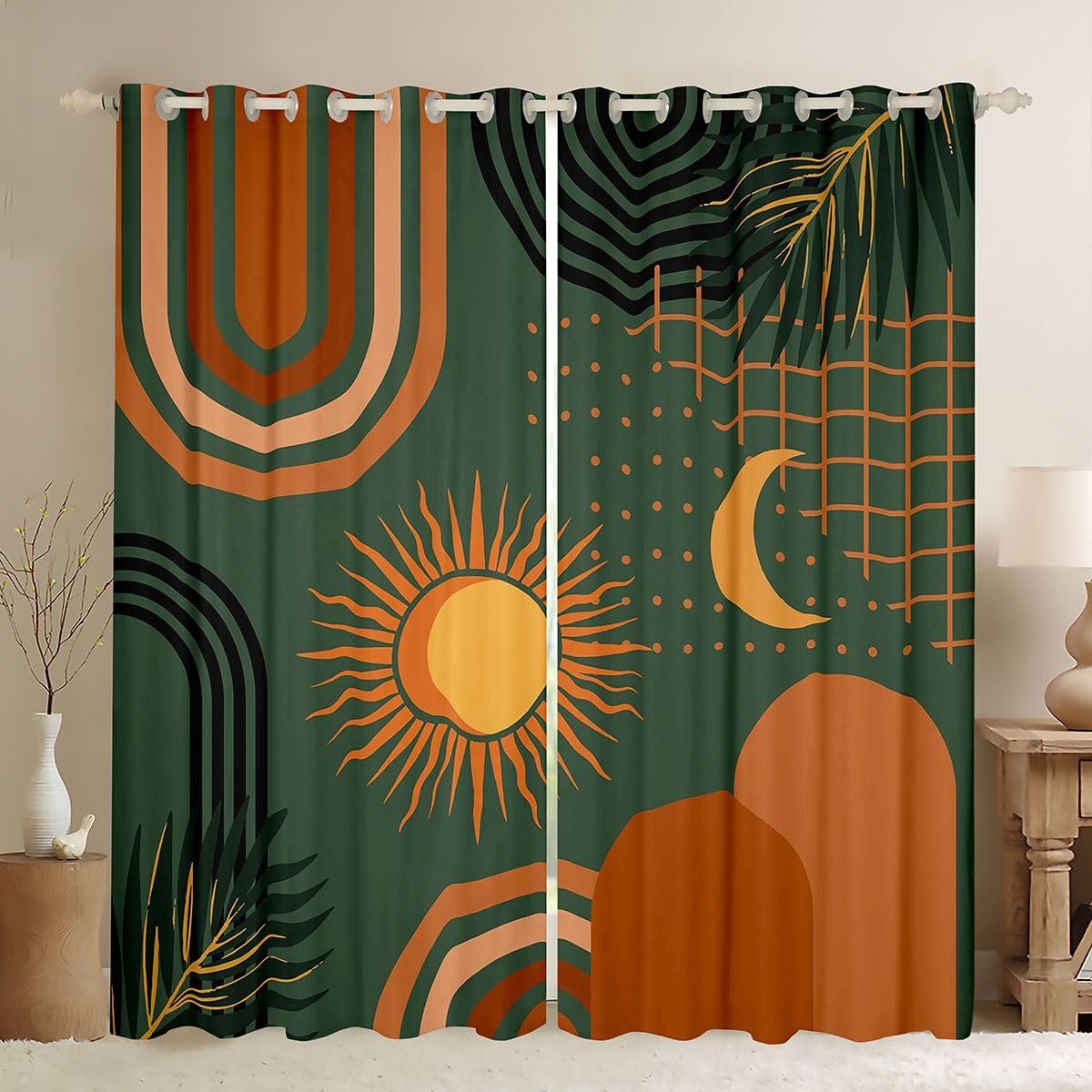 Homewish Lot de 2 Rideau Occultant 140x245cm Boho Milieu du Siècle