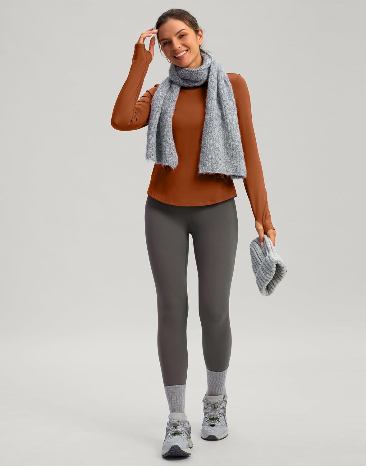 G Gradual Thermal Shirts for Women Long Sleeve Mock Neck Fleece Tops Running Workout Cold Weather Gear with Zip Pocket - Image 6