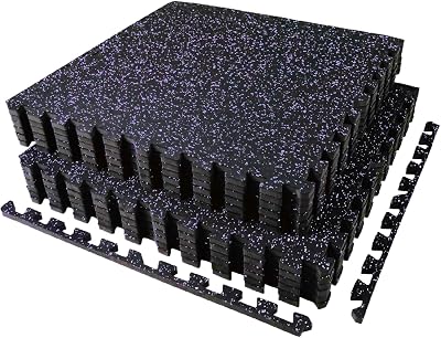 AIRHOP 0.56" Thick Gym Flooring for Home Gym, 48 Sq Ft Rubber Top Gym Mat