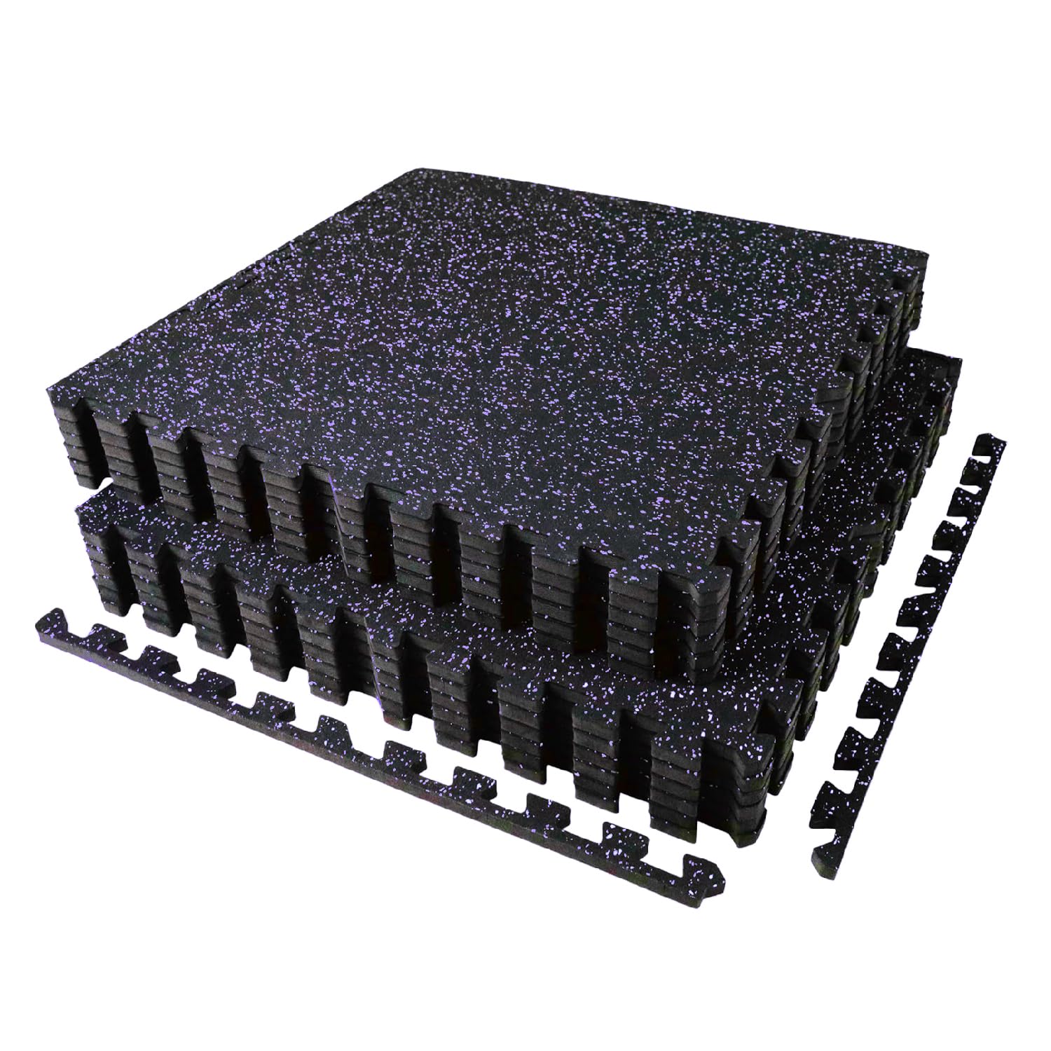 AIRHOP 0.56in Thick 48 Sq Ft Exercise Equipment Mats, 12 Tiles Upgraded Rubber Top with High Density EVA Foam, Large Interlocking Puzzle Gym Flooring