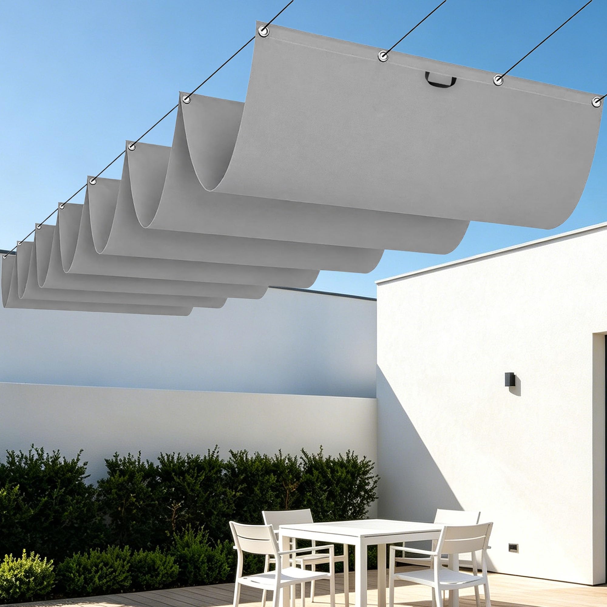 Voiles d'ombrage rectangulaire gris clair pour un été frais au jardin