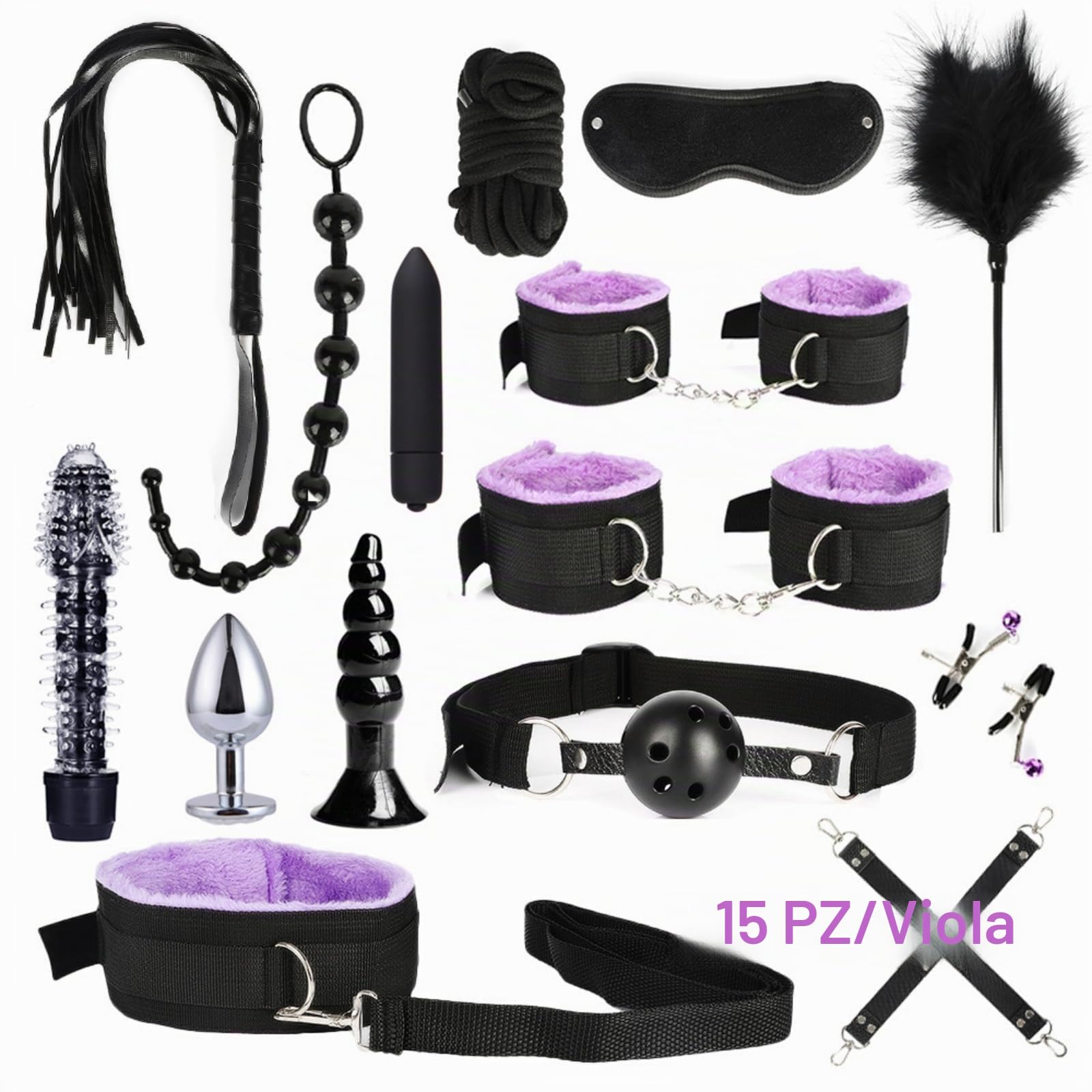 [15 Pezzi] Yoga B𝚘nd𝚊ng𝚎 Kit S𝚎xy Coppia Accessori S𝚎x Toy Adulti Lo di S𝚎x Toysper per Coppie S𝚎𝚜𝚜o L𝚎tto Shop Hot Oggetti Donna Viaggi M𝚊n𝚎tte (Viola)
