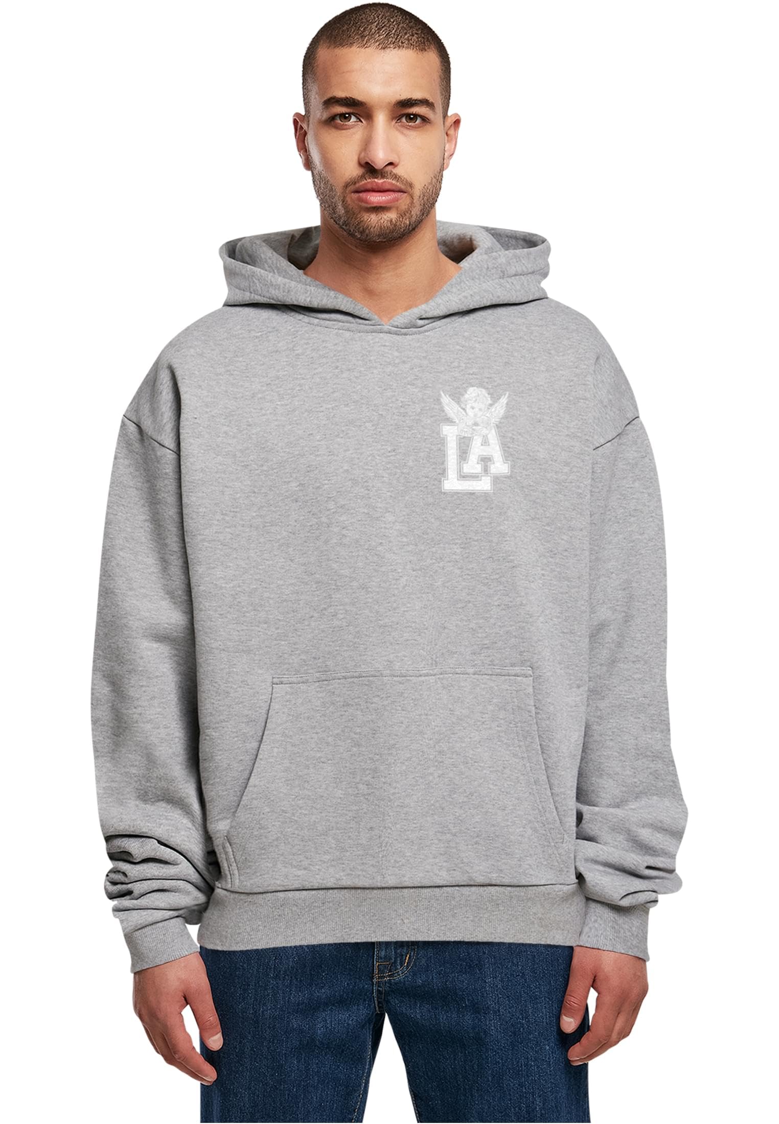 Mister Tee Męska bluza z kapturem LA Wings Heavy Cotton Box – Oversize Hoodie z bawełny w modnym stylu Streetwear z nadrukiem z przodu i z tyłu, na co dzień i w czasie wolnym