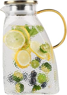 WHJY Fridge Door Glass Water Pitcher, 1.8 Liter/60oz, Ice Tea & Lemonade Pitcher