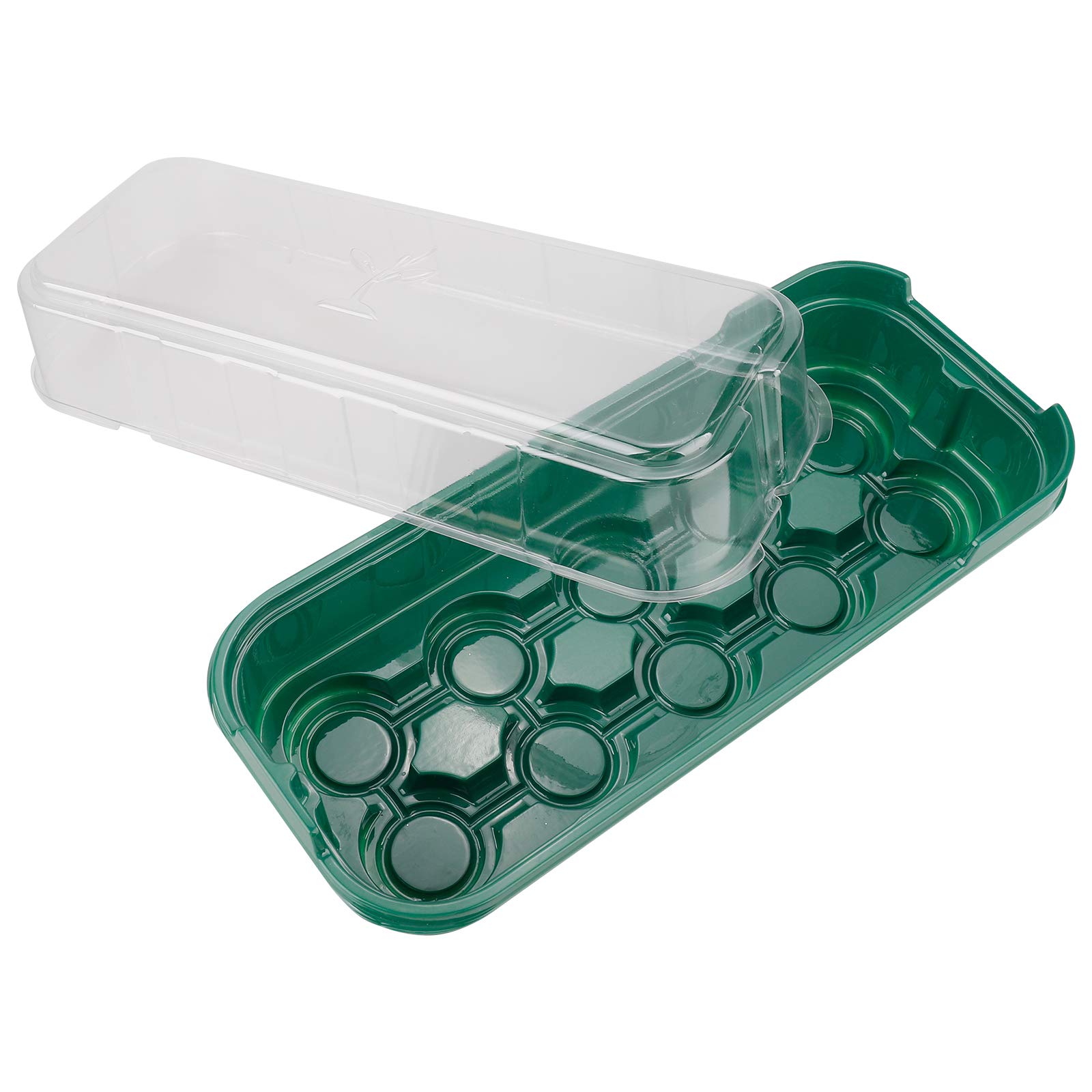 Rtway Green 12 Pack Seed Propagator Tray Set, Mini Sturdy Windowsill Trays With Cover Dome, House Grow Trays For Seeds Starting (10 Cells Per Tray)