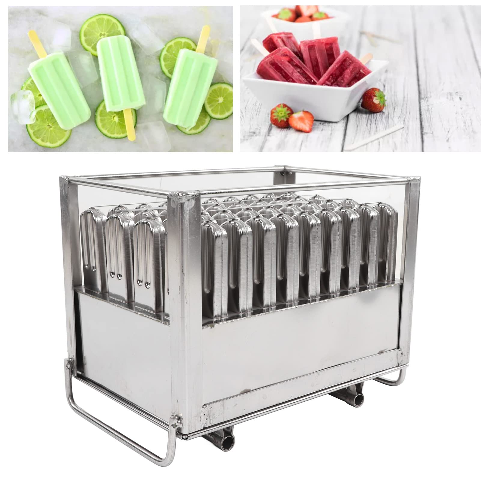 Máquina para Hacer Paletas Acero Inoxidable, Moldes para Paletas Heladas Confiables sin Bpa Molde Barra Hielo Bricolaje 40 Moldes para Paletas Borde Cuadrado Fabricante Helados Congelación Rápida