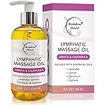 Lymphatic Massage Oil for Massage Therapy & Natural Lymphatic Drainage | Premium Quality with Arnica & Lavender Oil | for Post Surgery Recovery & Detox | 8oz by Brookethorne Naturals