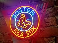 Vista 3 de Queen Sense Lámpara de neón de 14"x14" Red Sox Neon Sign Light Man Cave Bar Pub Beer Gift Neon Lamp A114BRS
