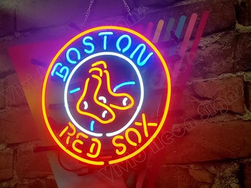 Miniatura 3 de Queen Sense Lámpara de neón de 14"x14" Red Sox Neon Sign Light Man Cave Bar Pub Beer Gift Neon Lamp A114BRS