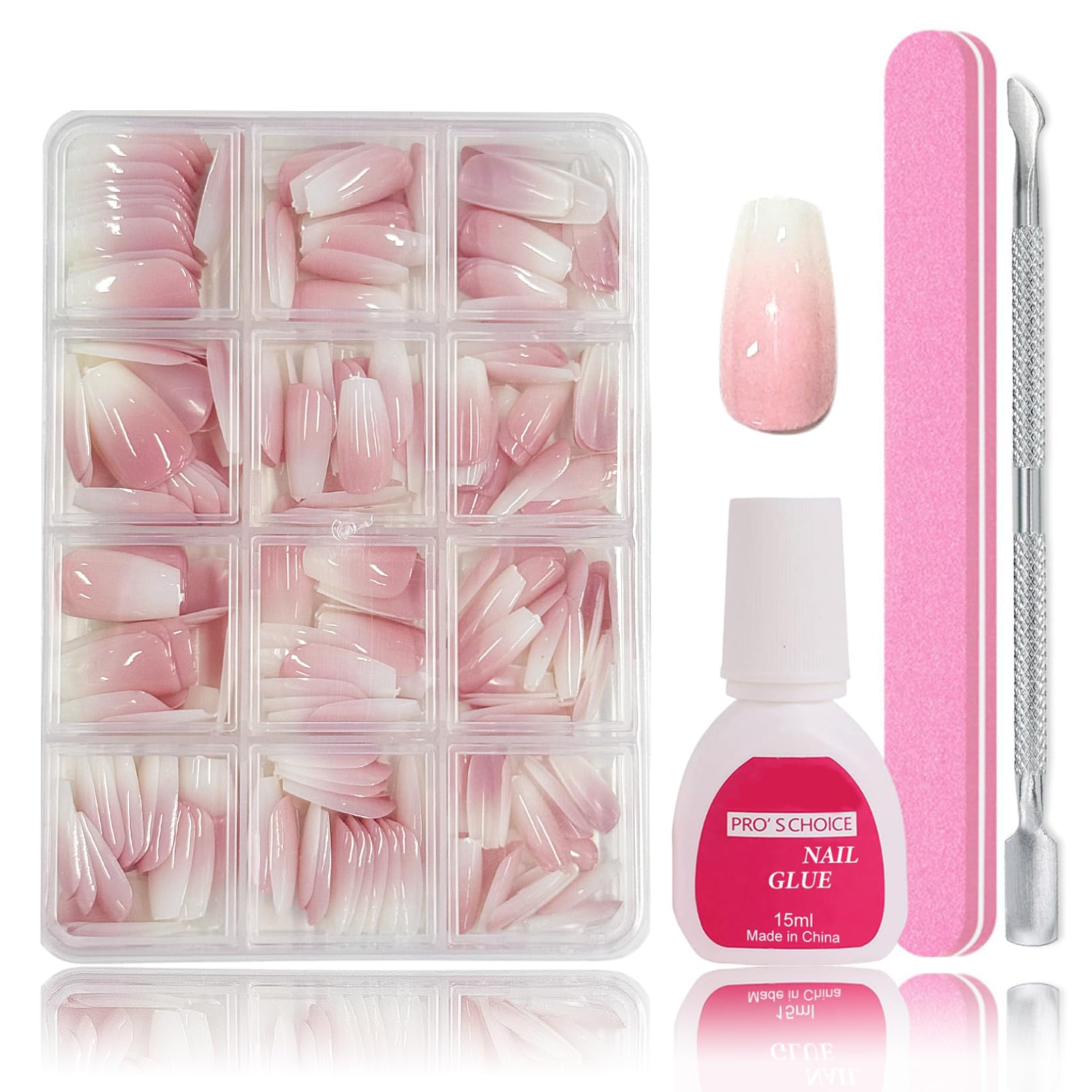 Fake Nägel – Grün-lila Chamäleon Effekt, Squoval Form, 24 Stück Mit Kleber