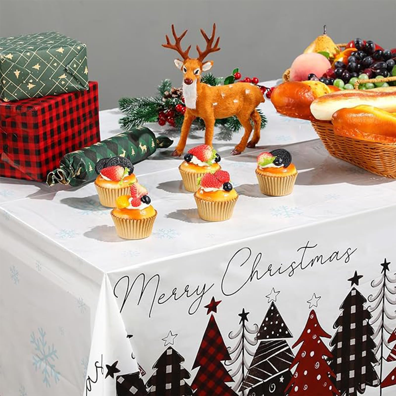 2 pezzi tovaglie usa e getta natalizie da 137 x 274 cm, decorazioni per Natale, albero