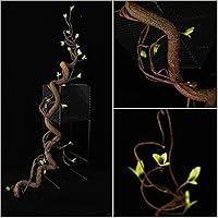 Fosolasi 63in Bendable Artificial Tree Branches Garland with Moss & Green Leaves - Halloween Outdoor Reptile Habitat Decor
