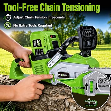 40V Battery Chainsaw 16 Inch with 26.0Ah Batteries & Charger, Brushless Battery Powered Cordless Electric Chainsaw, Tool-Free Chain Tensioning, Auto Oiling for Yard Work & Tree Trimming