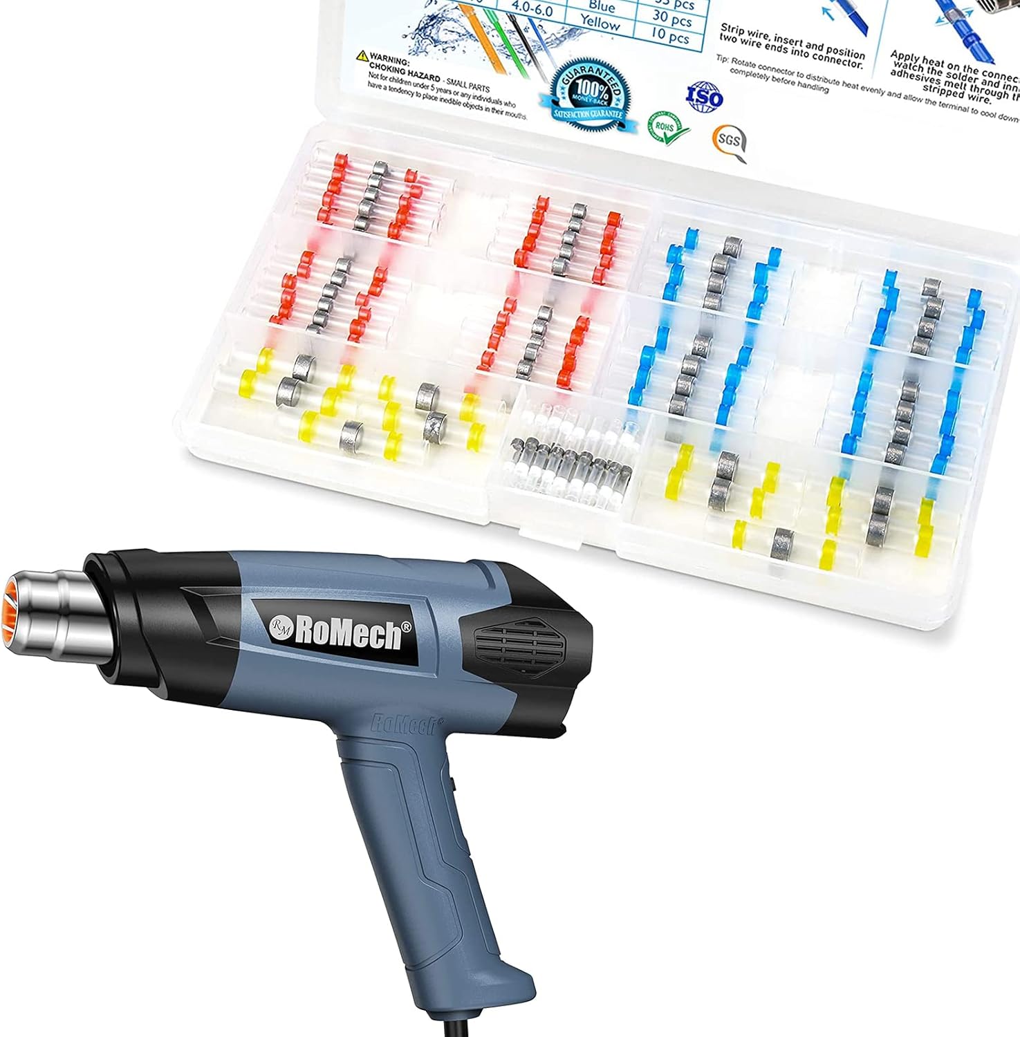 TICONN 100 Pcs Solder Seal Wire Connectors & 1500W Heavy Duty Heat Gun Variable Temperature Control