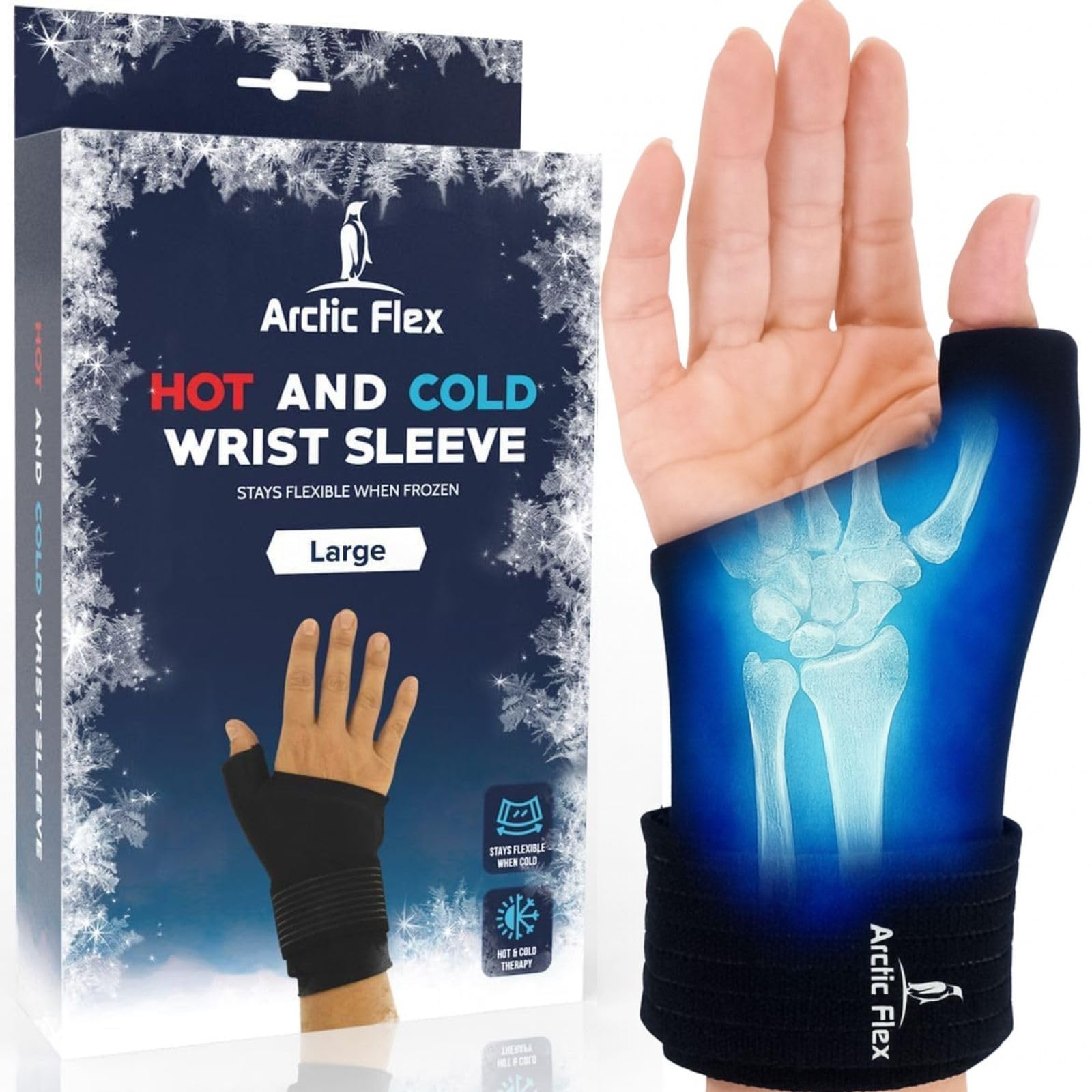 Wrist Ice Pack Wrap - Gel Support for Arthritis Hand & Thumb - Reusable Hot & Cold Therapy Brace for Pain Relief, Tendonitis, Carpal Tunnel, Tenosynovitis - Wearable Warm Compress