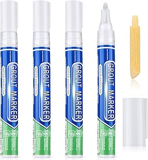 Zonon Grout Wall Pen Tile Paint Markers Grout Repair Sealer Pen for Bathrooms Kitchen Porch Patio Repair Refresh(4,White)
