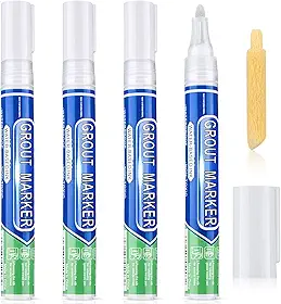 Caneta de parede Argamassa marcadores de pintura de azulejos Argamassa caneta selante para banheiros, cozinha varanda pátio reparo atualização (branco, 4 peças)