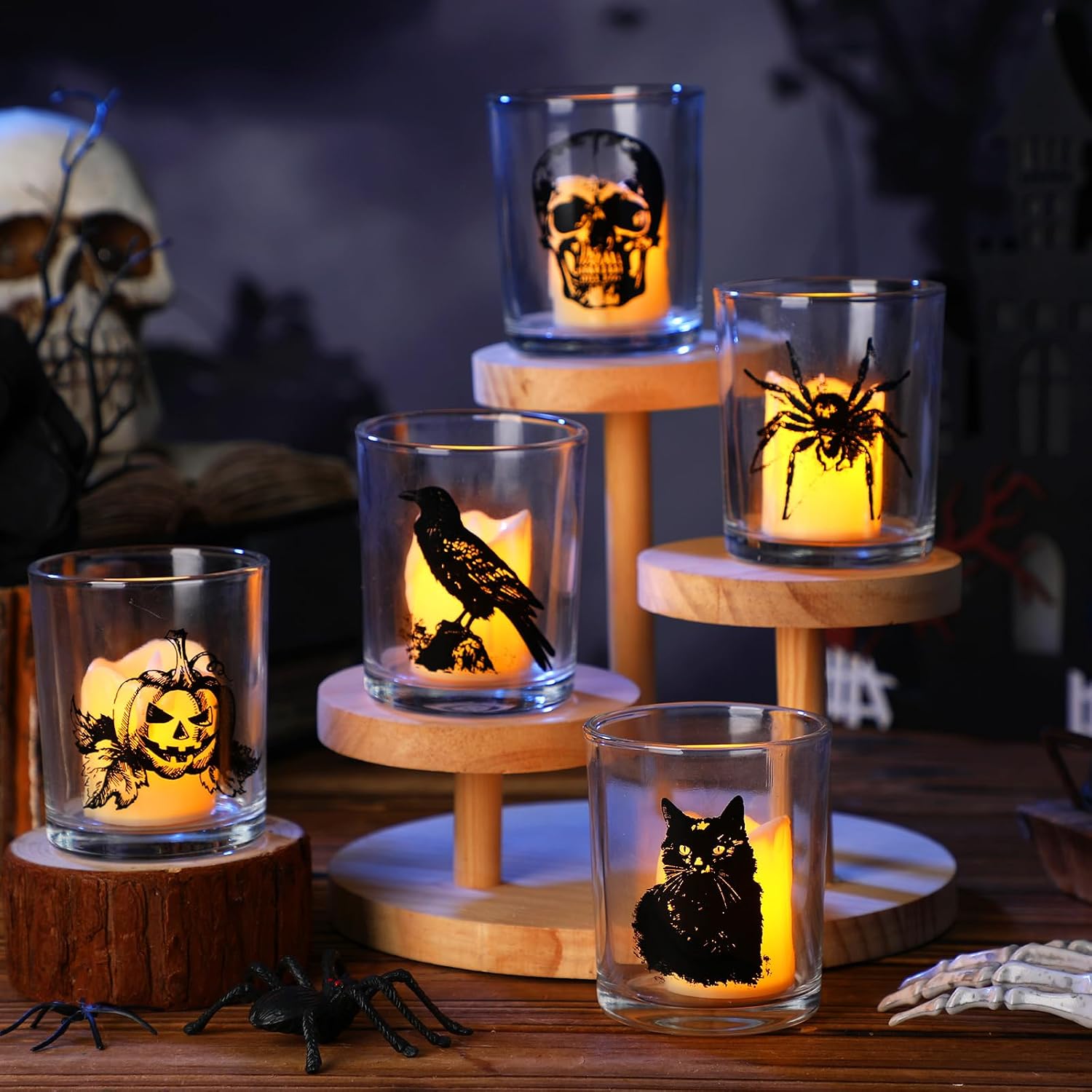 Ziliny 10 Pcs 7 oz Halloween Glass Candle Jars for Candle Making