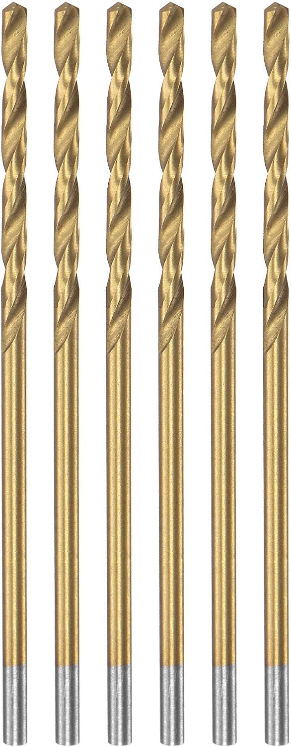 sourcing map 1.6mm Drill Bits High Speed Steel Straight Shank 43mm Length Twist Drill Bit Fully Ground Titanium Coated 6 Pcs