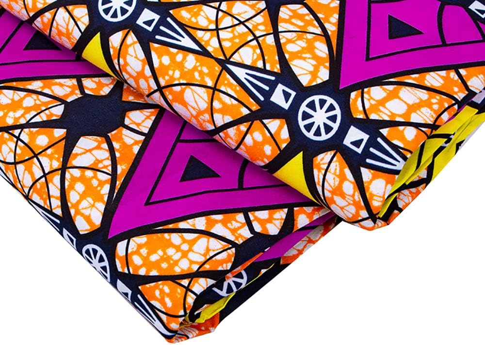 BintaRealwax 100% Polyester Ankara Real Wax 6 Yards African Fabric for Party Dress FP6406
