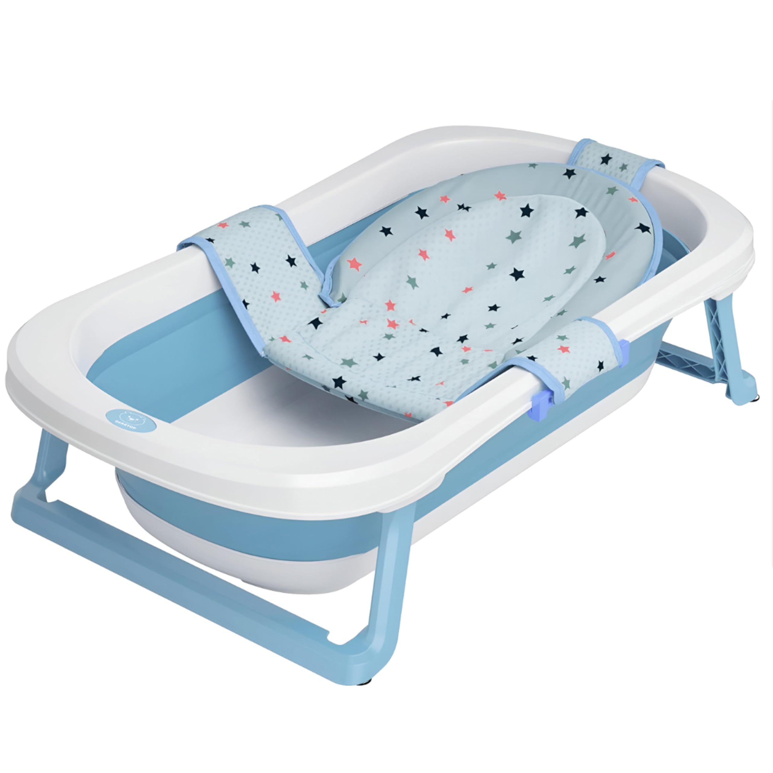 BEARTOP Babywanne Faltbar - Innovatives Design für einfache Aufbewahrung, inkl. Tragetascheneinsatz - Auslaufsicheres PP & TPE Material - 50 L Volumen - Ergonomisch, platzsparend und sicher - Blau