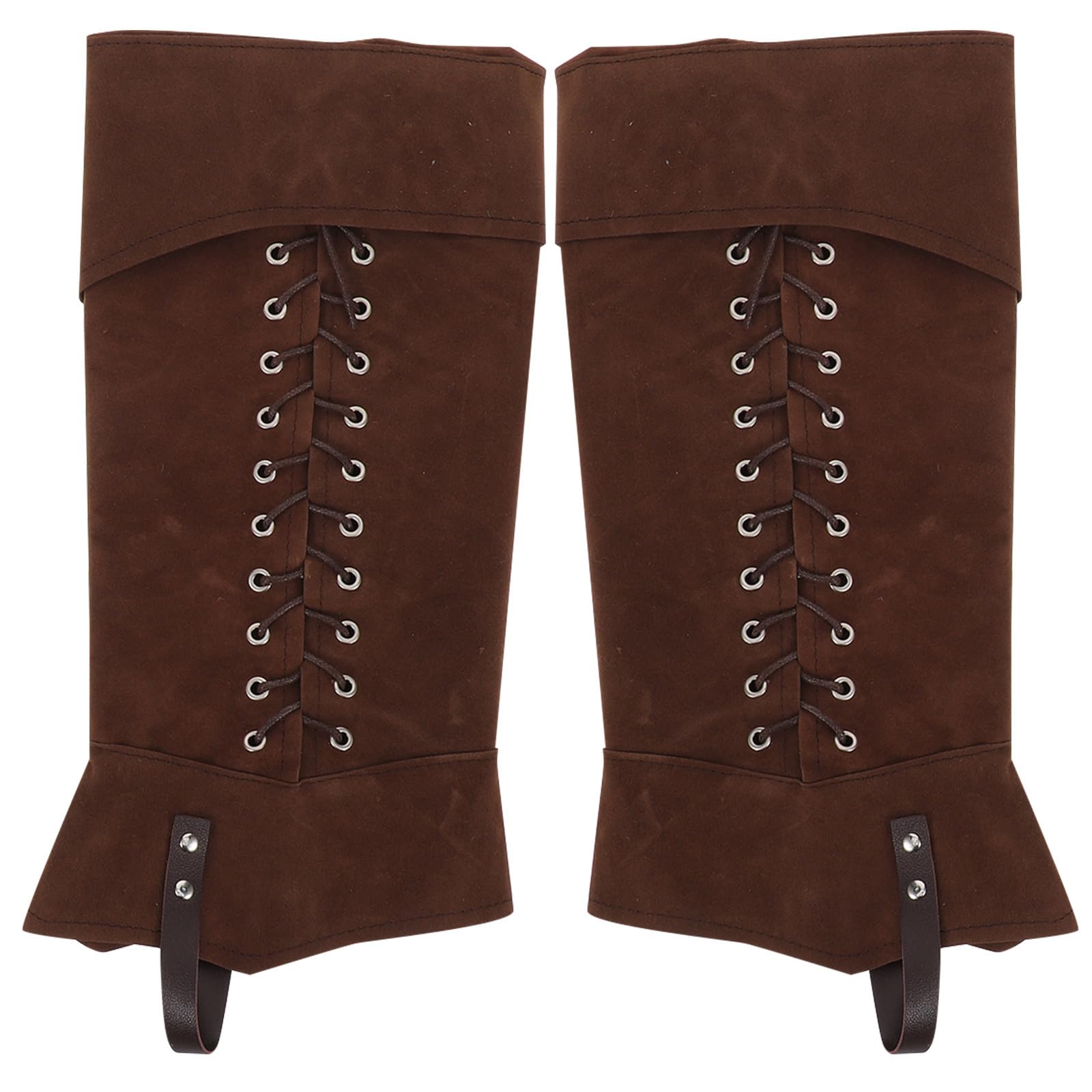 Abaodam Cubrebotas Medievales Marrones para Hombre y Mujer Polainas Sintéticas para Cosplay Renacentista y Disfraz Vikingo Protectores de Piernas Ligeros para Halloween y Recreaciones