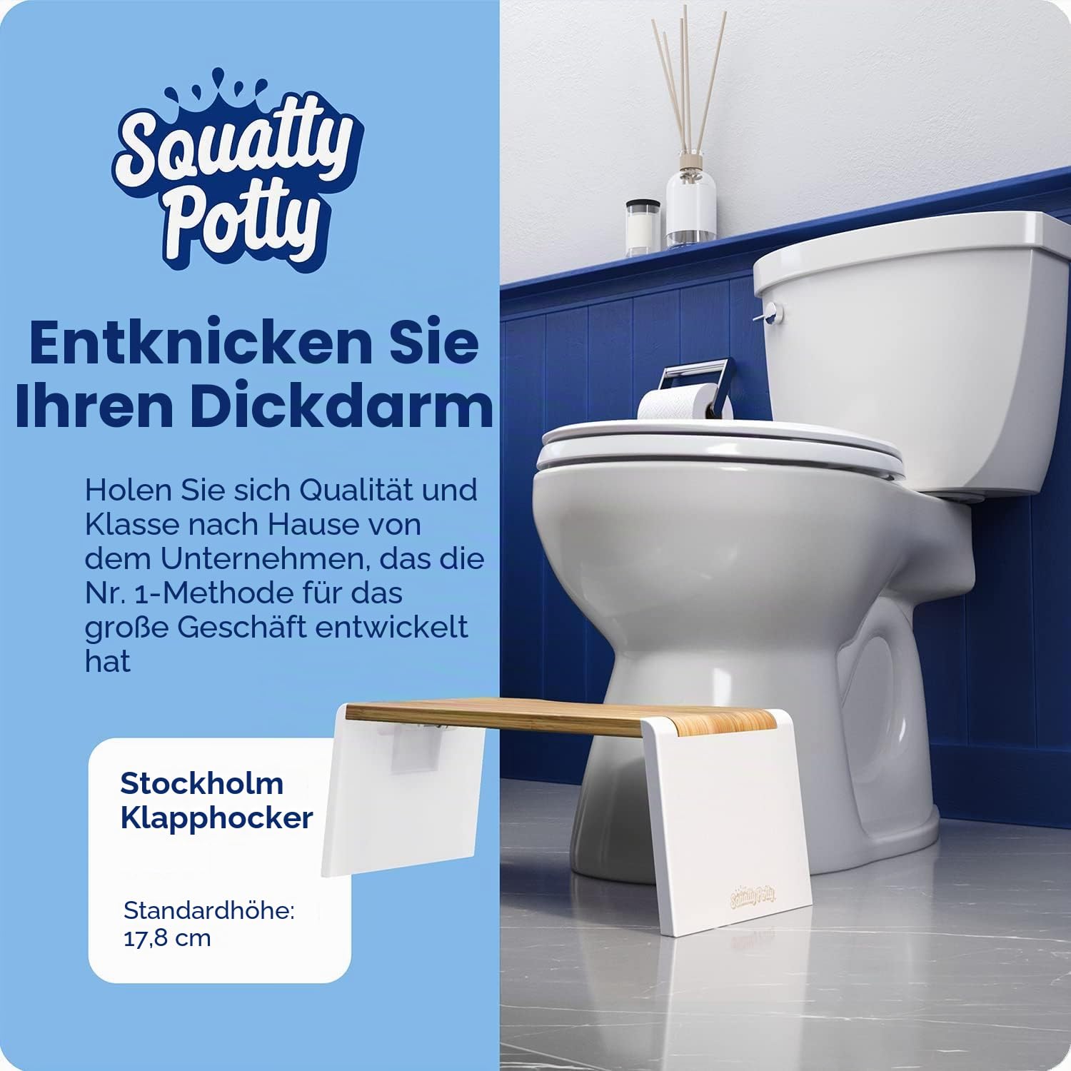 Squatty Potty Stockholm Falten Bambus Toilette Hocker, 7-Zoll Collapsible, Braun und Weiß