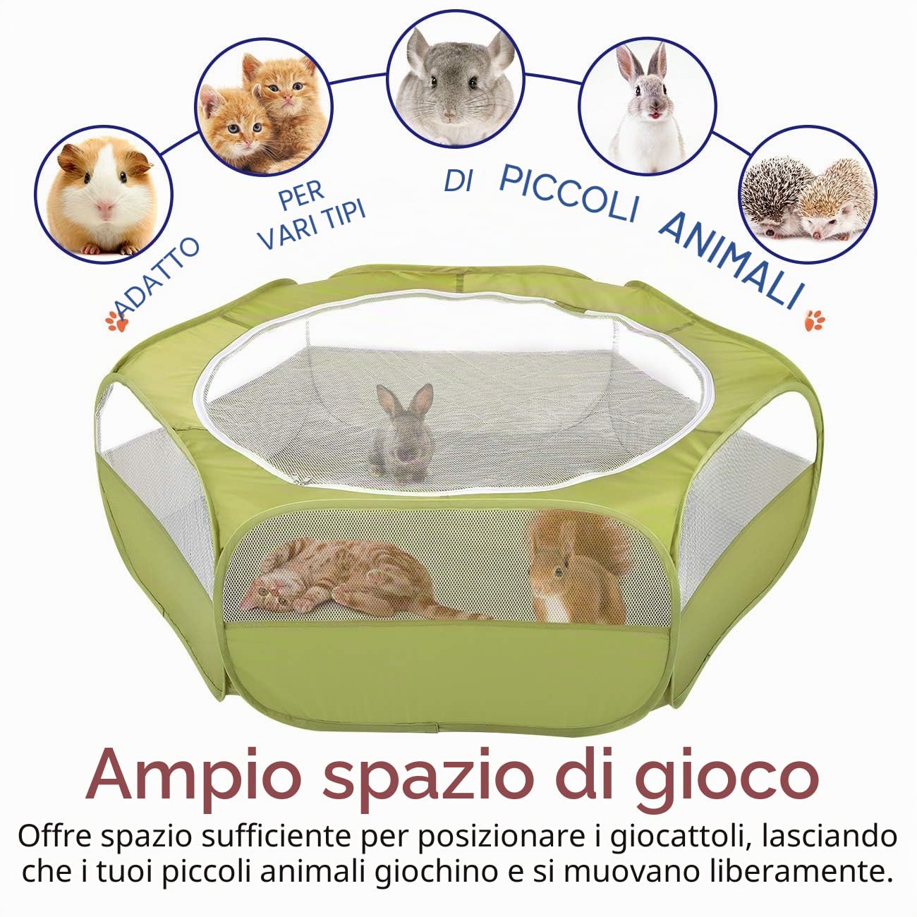 Pawaboo Recinto per Animali Domestici, Box per Animali Piccoli, Tenda per Gatti Cani Cuccioli, Portatile Gabbia, Recinzione in Tessuto Oxford e a Rete, Resistente e Pieghevole, Avocado Verde