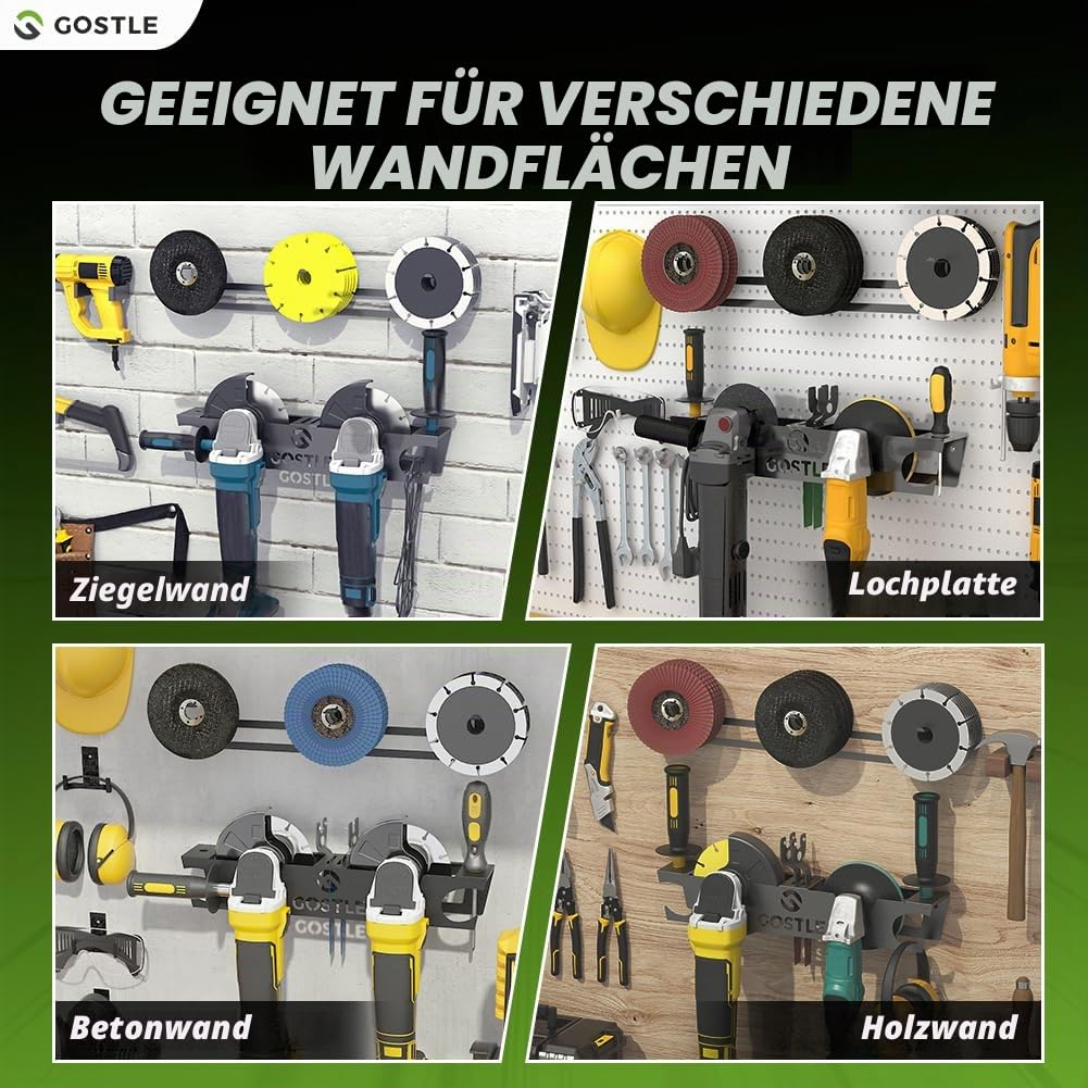 4 Bay Winkelschleiferhalter mit Scheiben, Hakenleiste, Schleifmaschinen, Elektrowerkzeuge-Halter, Aufbewahrungsregal, Wandhalterung, Organizer-Halterung für Schneider, Polierer mit