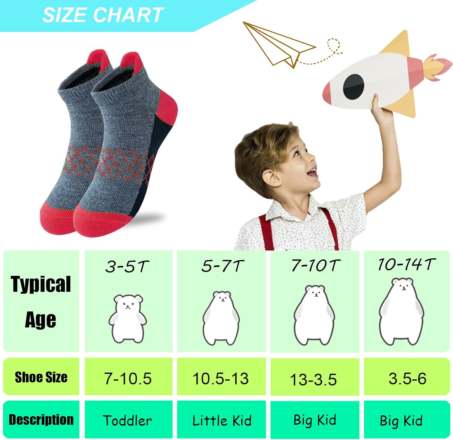 JAMEGIO Boys Socks 18 Pairs kids Half Cushion Low Cut socks Sport Ankle Athletic Sock for Little Big Kids Size Age 3-14 Years - Image 2