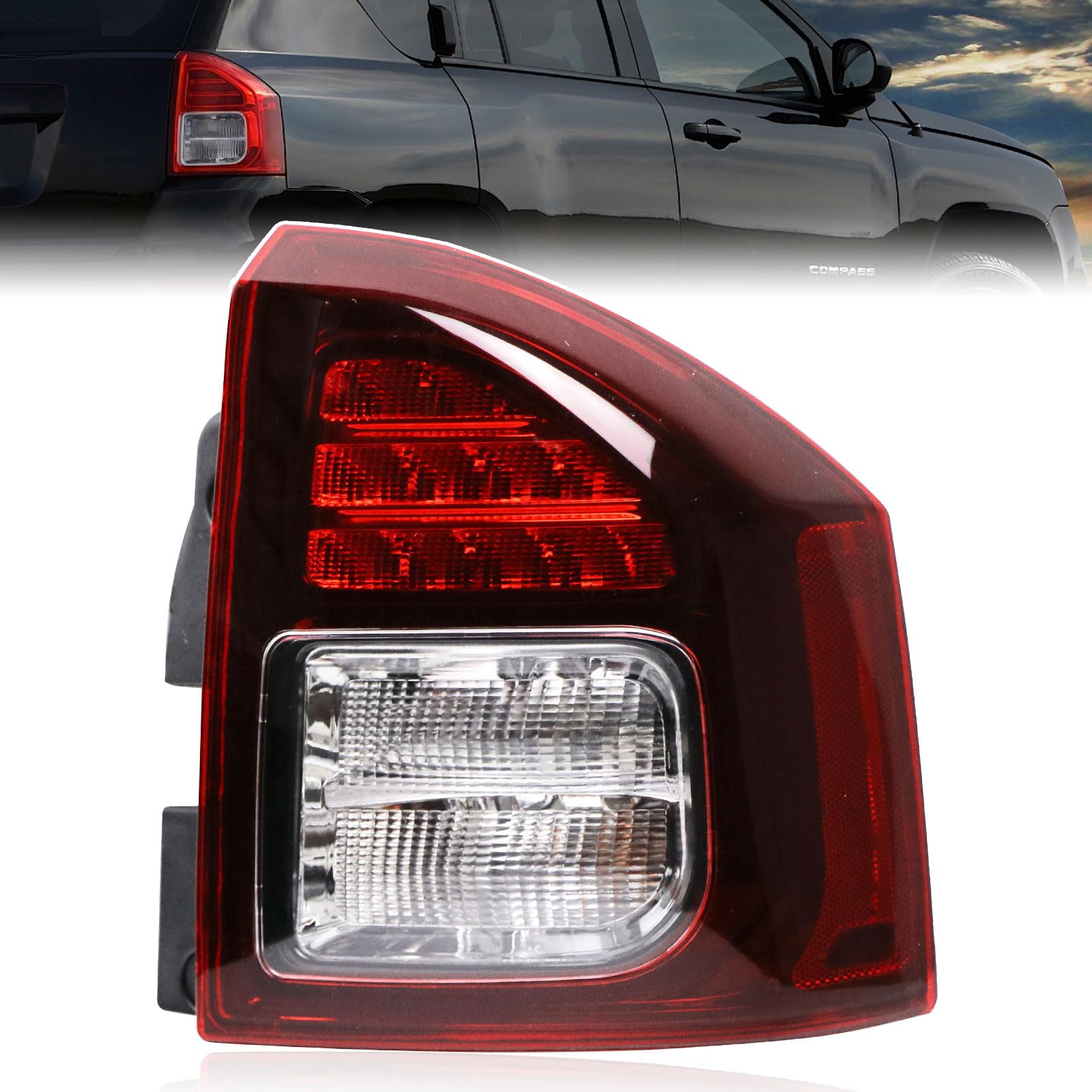 Lochnchn Tail Lights Compatible with JEEP Compass 2014-2017 Rear LED Taillights Assembly Right Passenger Side Tail Lamp