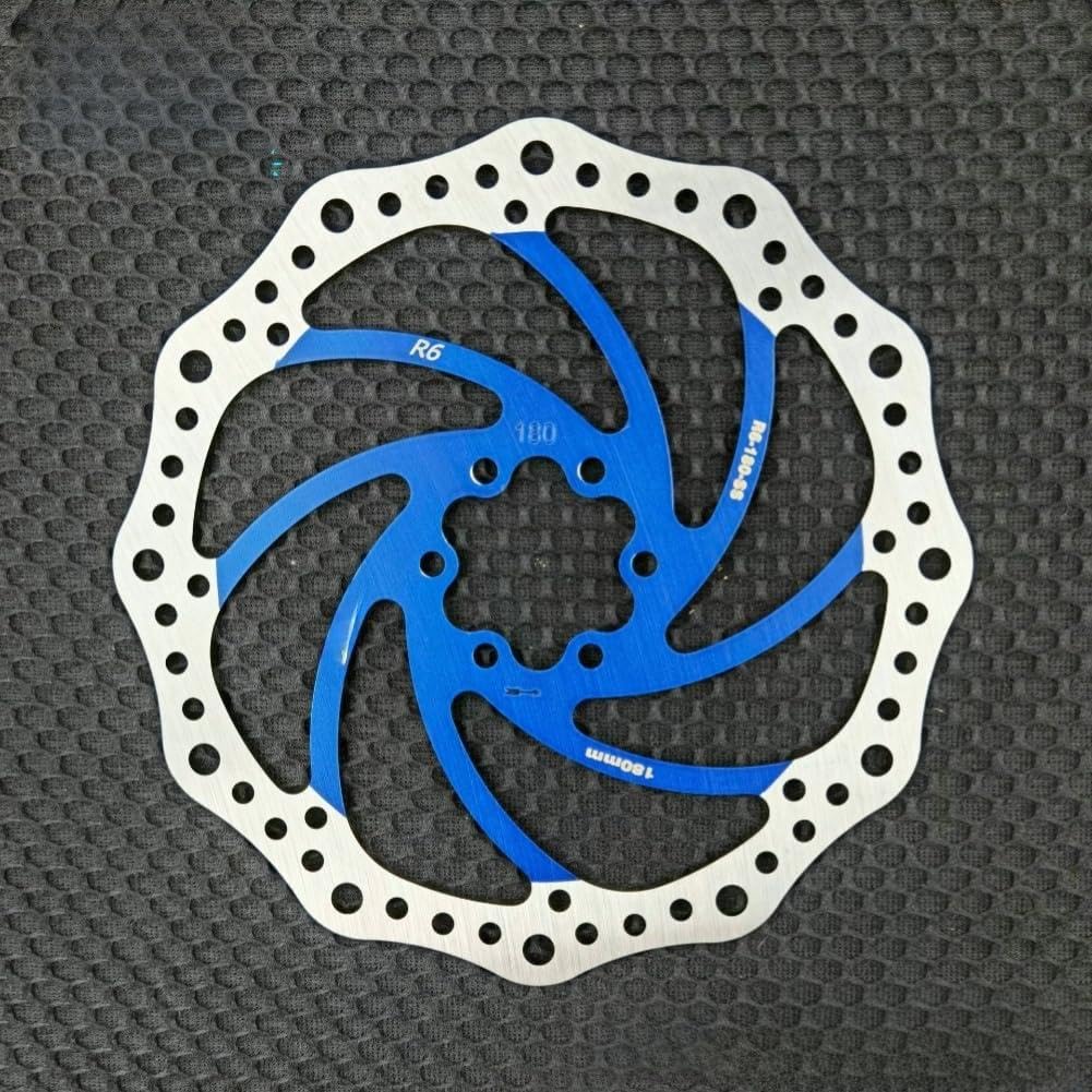 Colorful Mountain Bike Brake Disc R6 Hydraulic Rotors 140/160/180/203mm Metal Construction for Cycling Disc Brake Systems Easy Installation(Blue 180mm)