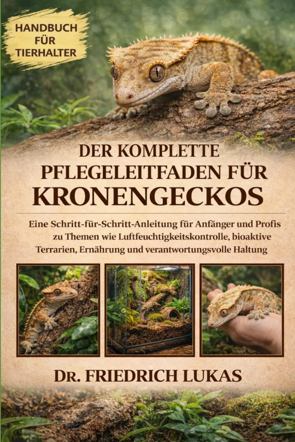 DER KOMPLETTE PFLEGELEITFADEN FÜR KRONENGECKOS: Eine Schritt-für-Schritt-Anleitung für Anfänger und Profis zu Themen wie Luftfeuchtigkeitskontrolle, ... Ernährung und verantwortungsvolle Haltung