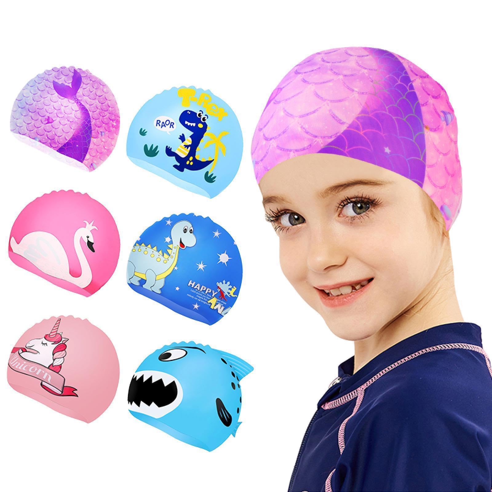 Bonnet de bain en silicone pour enfants fille garçon étanche pour cheveux longs et courts