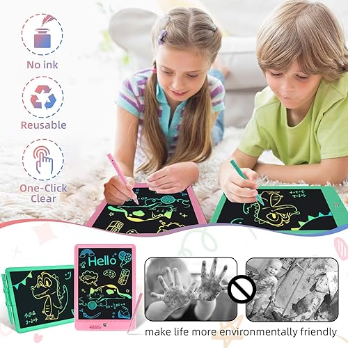 Miniatura 7 de VTECHOLOGY 2 tabletas de escritura LCD, almohadillas de dibujo reutilizables borrables para niños pequeños. Tablero de dibujo para niños pequeños de