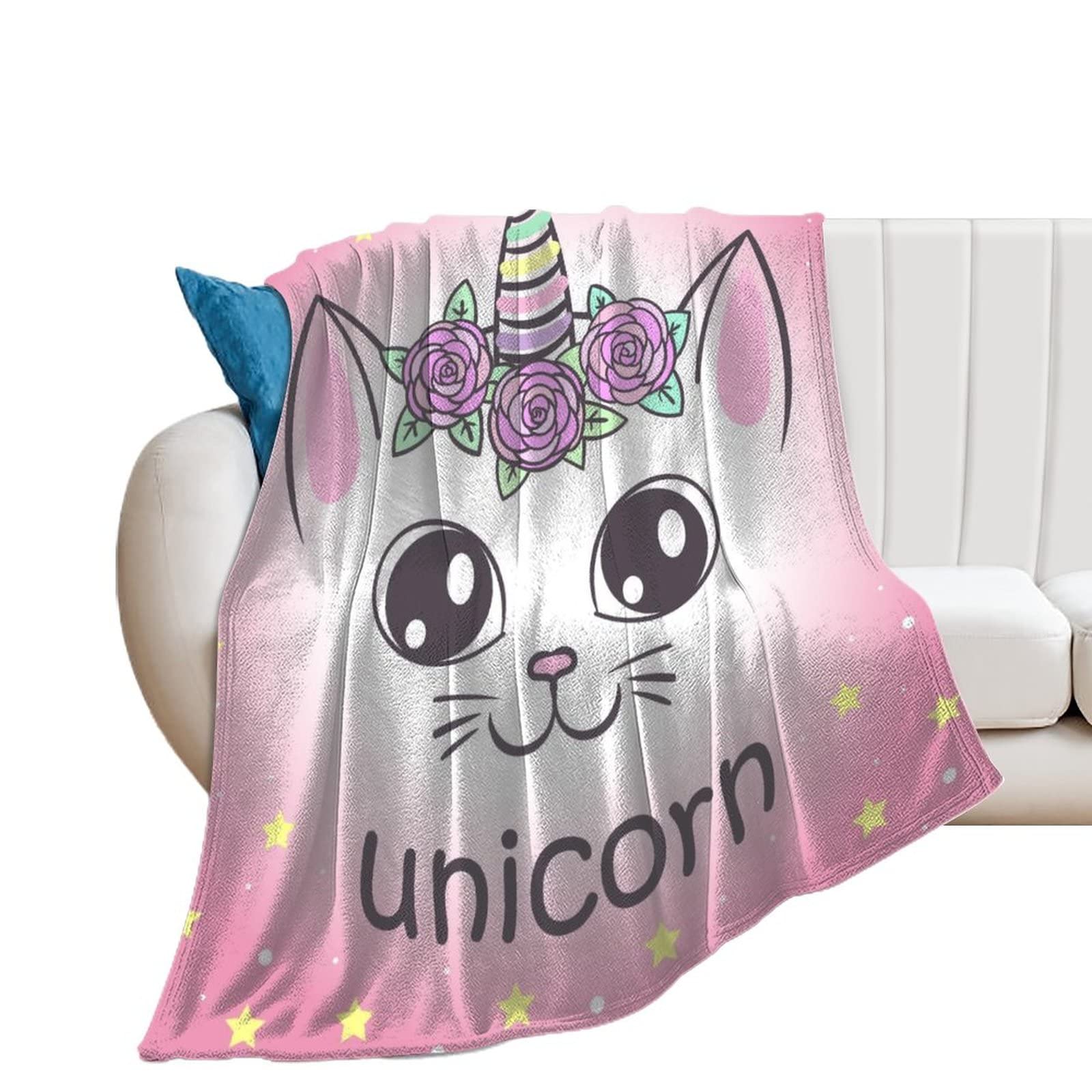 Couverture lit et canapé chat rose licorne le cadeau parfait pour chambre