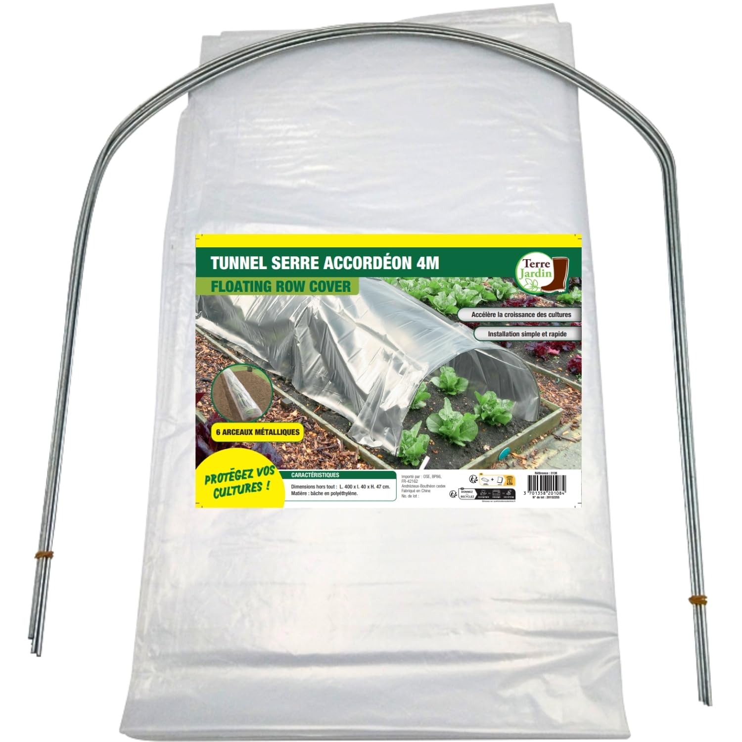 TERRE JARDIN - Tunnel de Forçage Accordéon Souple 4 m