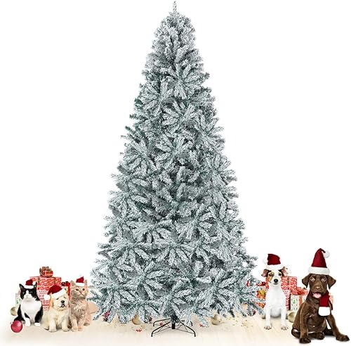 Fencer Wire Árbol de Navidad falso de 9 pies con bisagras prefabricadas en el valle del norte abeto artificial de color blanco esmerilado punta de