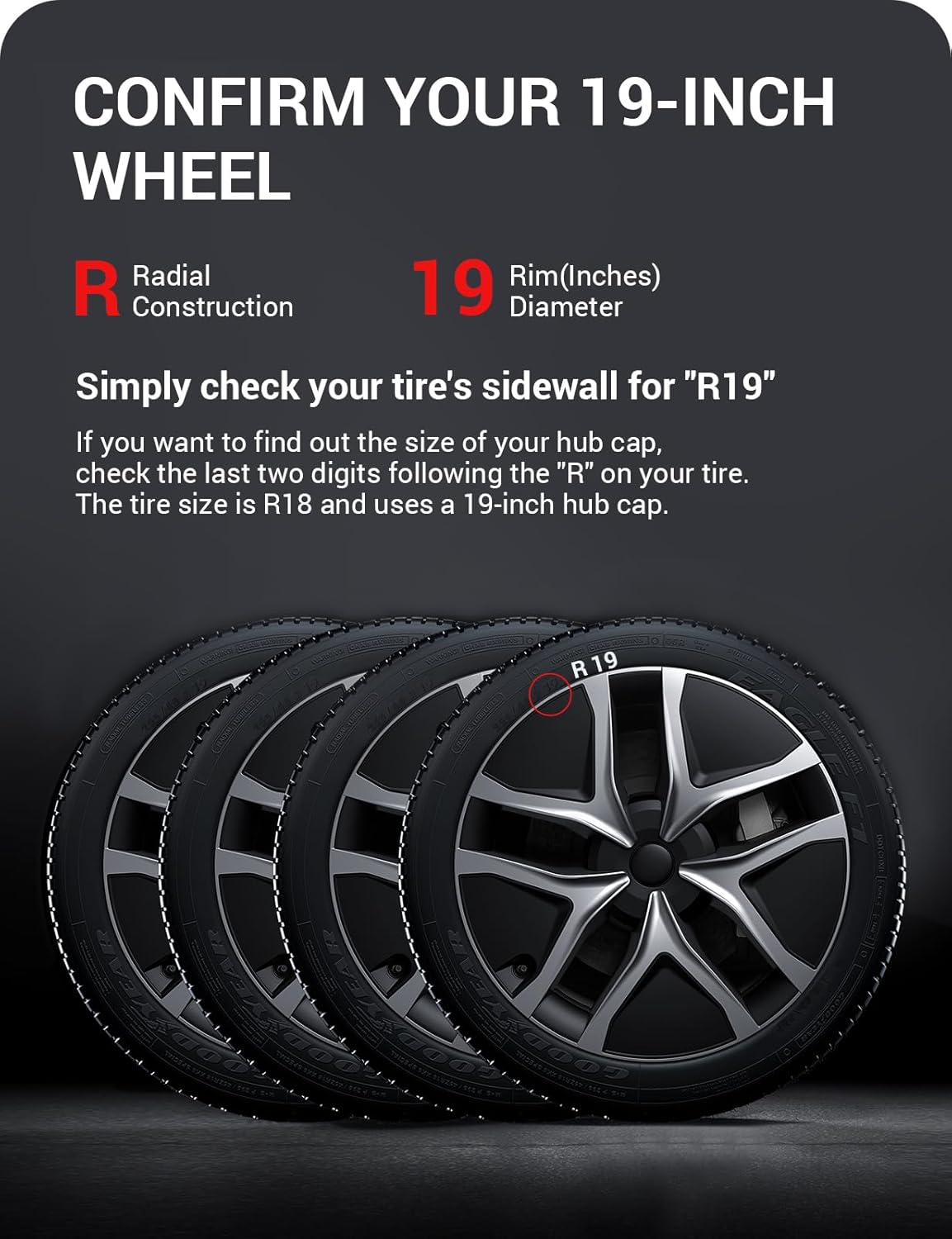BASENOR Wheel Covers 19 inch for Tesla Model Y Juniper Hubcap, (Proprietary & Aerodynamic Design) Replacement Hub Caps Rim Protector Compatible with Model Y Accessories 2025 2026, Black & Sliver