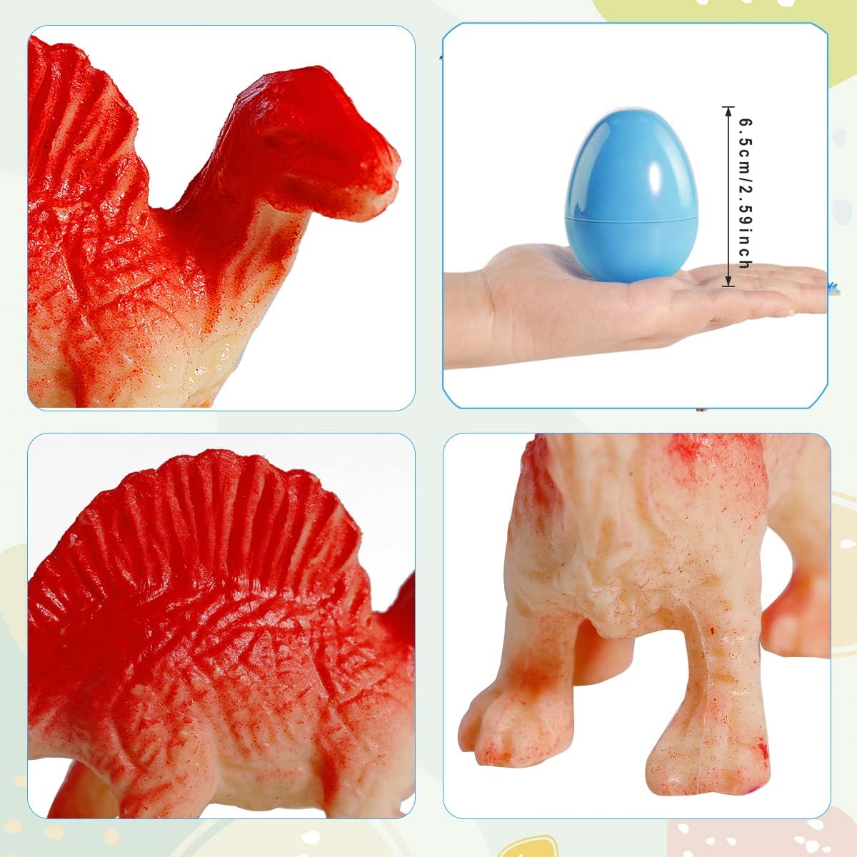 12 Pack Easter Eggs Fillers with Dinosaur Toys, Easter Eggs Prefilled with Mini Dinosaurs, Dinosaur Figures Easter Eggs for Kids Easter Gifts, Egg Hunts, Easter Basket Stuffers, Party Favors (#A) - Image 4