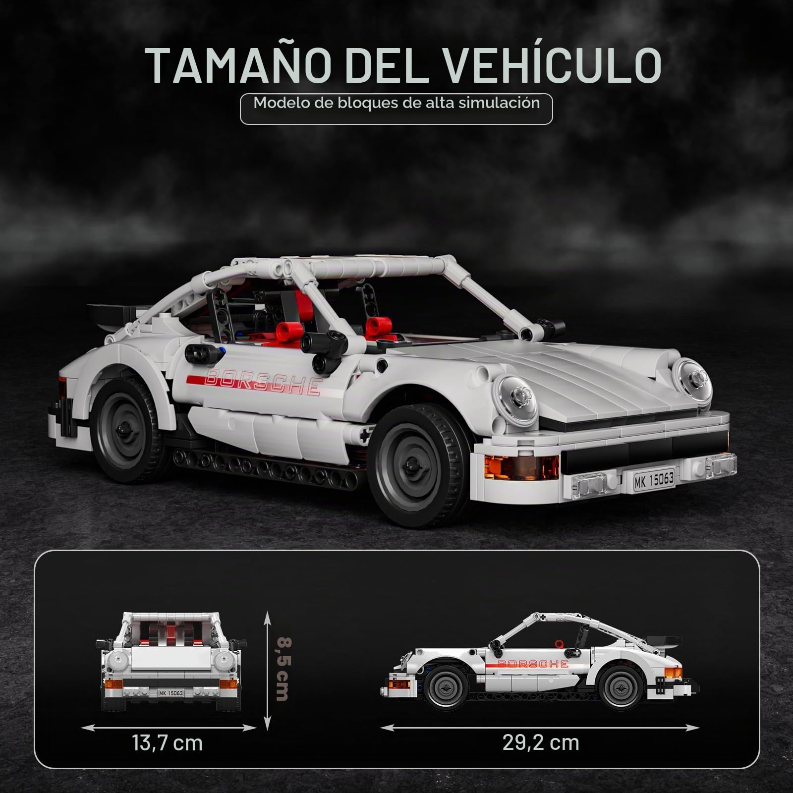 Mould King 15063 Technik Speed Champion 911 Coche deportivo Bloques de construcción con motor de retroceso Coche de carreras Bloques de construcción Coche modelo para coleccionar Para fans Adultos