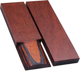 [1 Pair] Liberty Wood Handle Scales for Knife Making – Stabilized Laminated Wood – (Cocobolo/Jet Black) – (5.0 x 1.5 x 0.25) – Made in USA - Durable Handle Material for Knives & DIY Projects